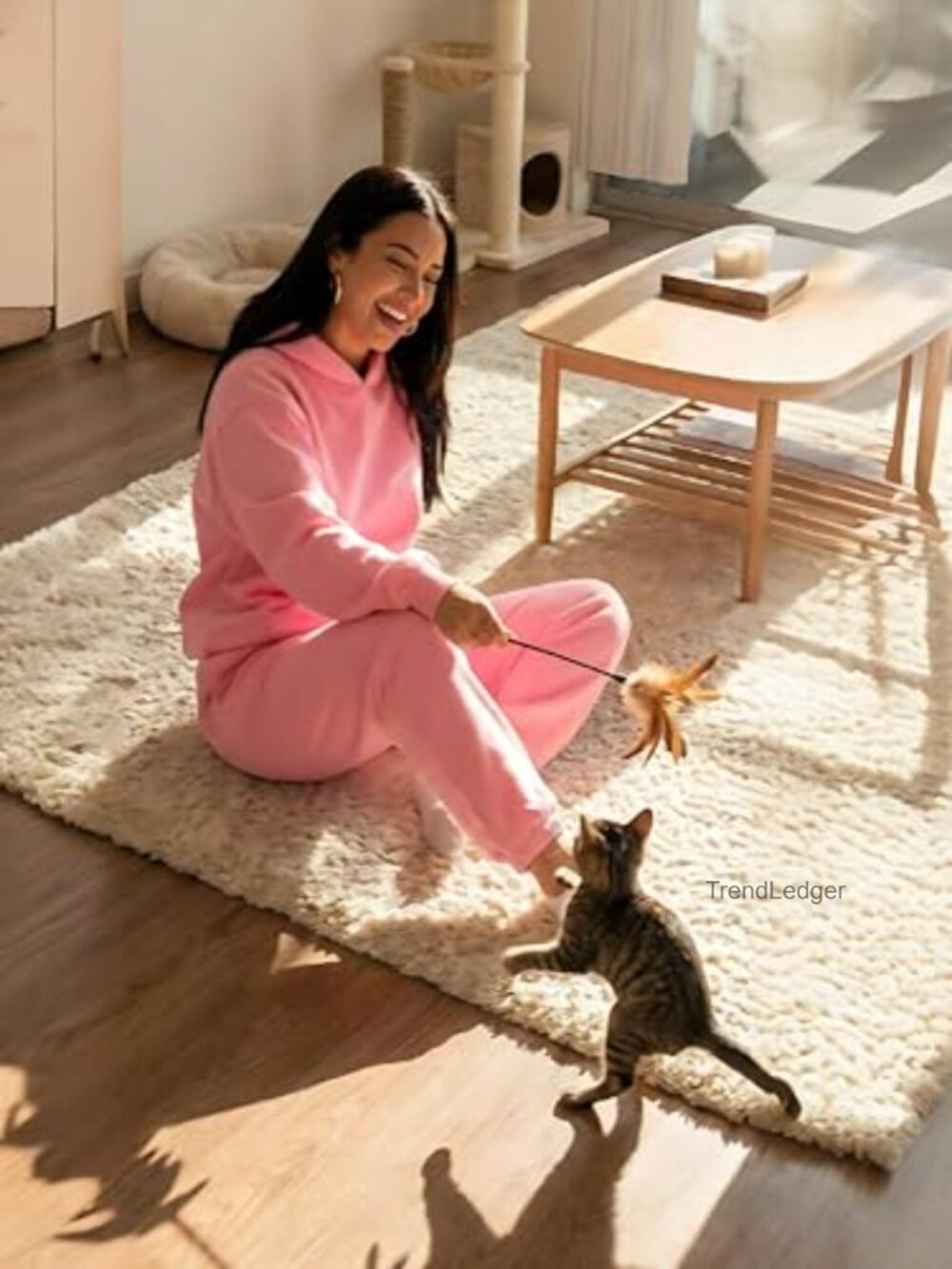 Oversized Hoodie and Jogger Sweatsuit Set, Fleece Lined, Polyester Spandex - Picture 3 of 7